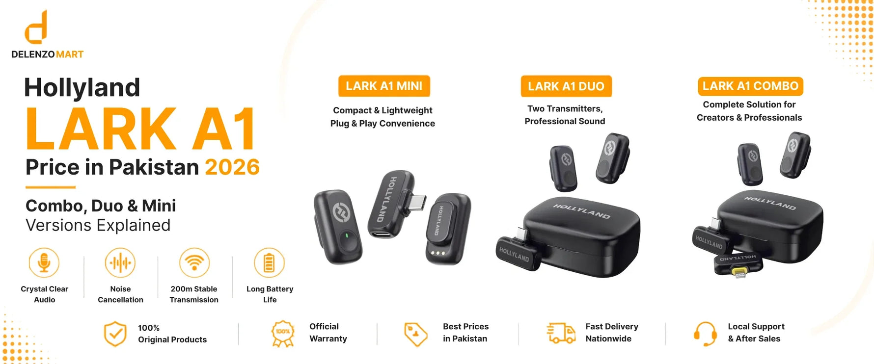 Hollyland LARK A1 Price in Pakistan 2026 – Combo, Duo & Mini Versions Explained