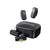 Wireless microphone set with black charging case and two clip-on transmitters
