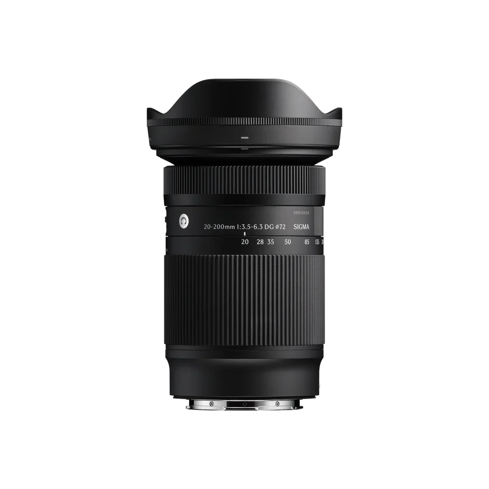 Telephoto zoom camera lens rear view with mount contacts and ring detailing