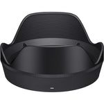 Black camera lens hood and front barrel, curved design
