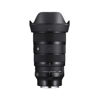 Black zoom camera lens with front filter ring and ribbed focus area