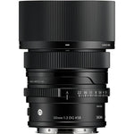 Sigma 50mm f/2 DG C camera lens, black front with focus ring scale