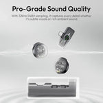 A21 Wireless Microphone Lightning Black Wireless earbuds with charging case on a light gray background, highlighting pro-grade sound quality.
