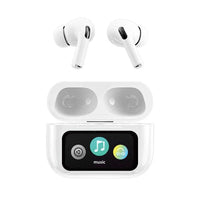 Ivory white wireless earbuds with charging case