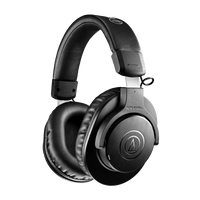 Audio-Technica black over-ear wireless headphones with padded ear cups and headband