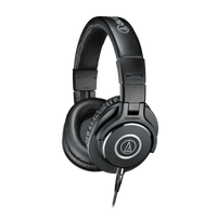 Audio-Technica over-ear wired studio monitor headphones, black, with padded earcups