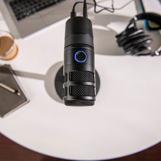 Black Audio-Technica AT2040USB hypercardioid microphone, metal mesh head