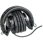 Audio-Technica over-ear studio monitor headphones, black with cushioned ear pads and cable