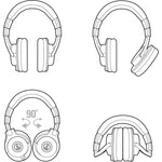 Over-ear studio monitor headphones with cushioned headband and closed earcups