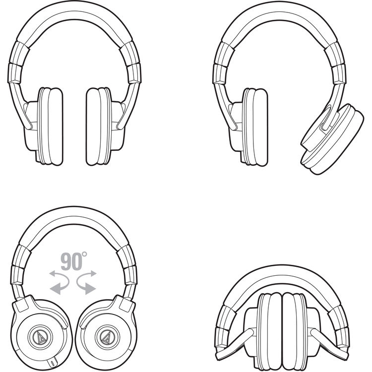 Over-ear studio monitor headphones with cushioned headband and closed earcups