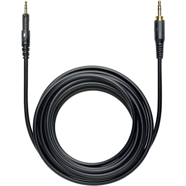 Black headphone audio cable with gold-plated plug ends