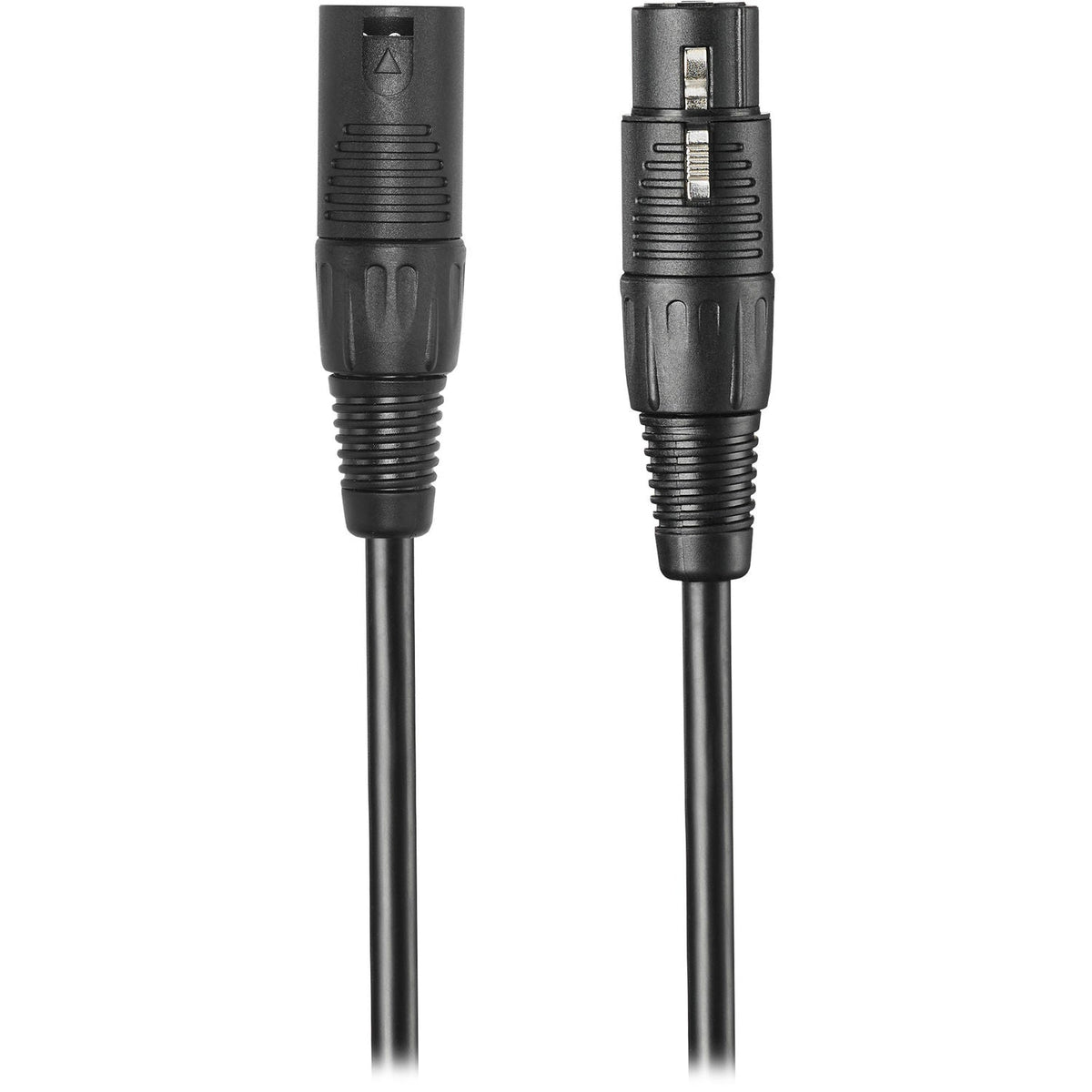 USB microphone cable with two ends, black connectors and cords