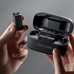 Hollyland wireless microphone set in charging case with clip-on mic, space gray
