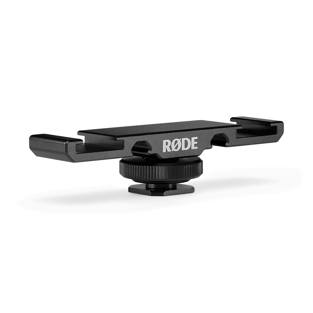 RØDE dual cold shoe mount with mounting base and two accessory slots, black