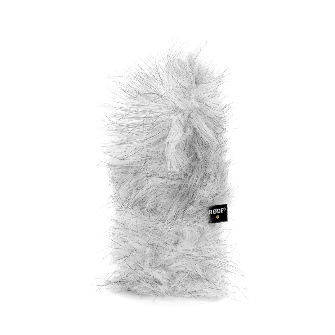 RØDE DEADCAT Deluxe windshield cover, fluffy light-gray fur texture