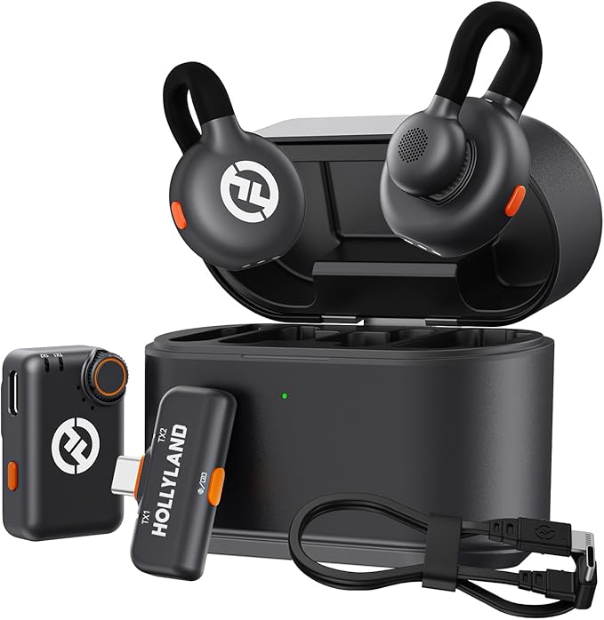 Wireless microphone kit with two bodypack transmitters and charging case, space gray