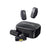 Wireless microphone set with black charging case and two clip-on transmitters