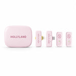 Wireless microphone kit with pink charging case and two clip-on transmitters (HOLLYLAND).