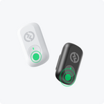 Wireless microphone duo with charging case, clip-on transmitters, green status lights