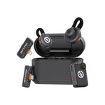 Wireless microphone kit with dark gray case and two wireless transmitters