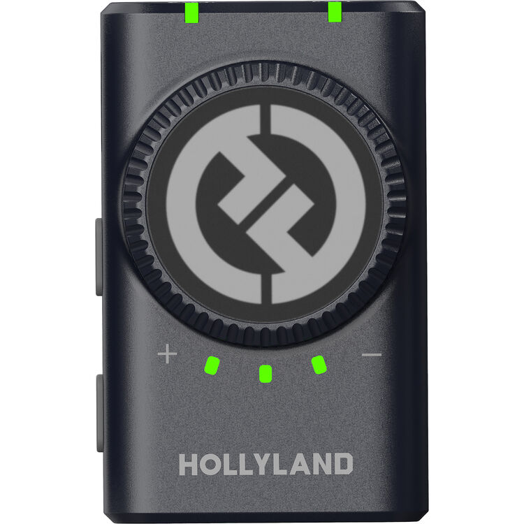 Charcoal wireless microphone receiver with dial and status LEDs