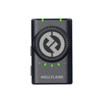 Wireless audio transmitter, charcoal gray with circular control and HOLLYLAND text