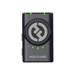 Wireless microphone transmitter in dark charcoal with dial and green markings