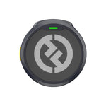 Charcoal wireless microphone receiver with green status light and logo