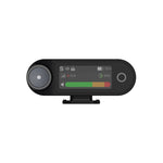 Black wireless microphone transmitter with display and mode dial