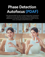 Hollyland webcam PDAF autofocus graphic with dual screen portraits