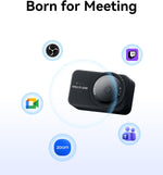 Black Hollyland 4K UHD webcam floating with meeting and zoom icons