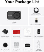 Black streaming transmitter kit with Lyra unit, USB-C cable, quick guide, mount