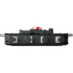 Wireless intercom roaming hub front panel with four speaker knobs and red top connector