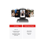 All-in-one streaming camera with front view and preset tiles for Preset 1 to Preset 5