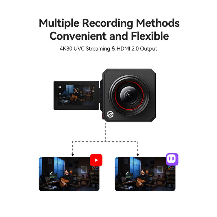 Hollyland all-in-one live streaming camera with prominent lens and compact body