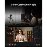 Hollyland all-in-one live streaming camera color correction UI on monitor screen