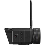 Streaming camera rear view with antenna and ports, matte black