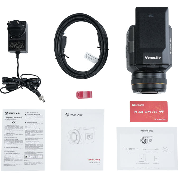 Streaming camera with display module and lens, black with yellow ring