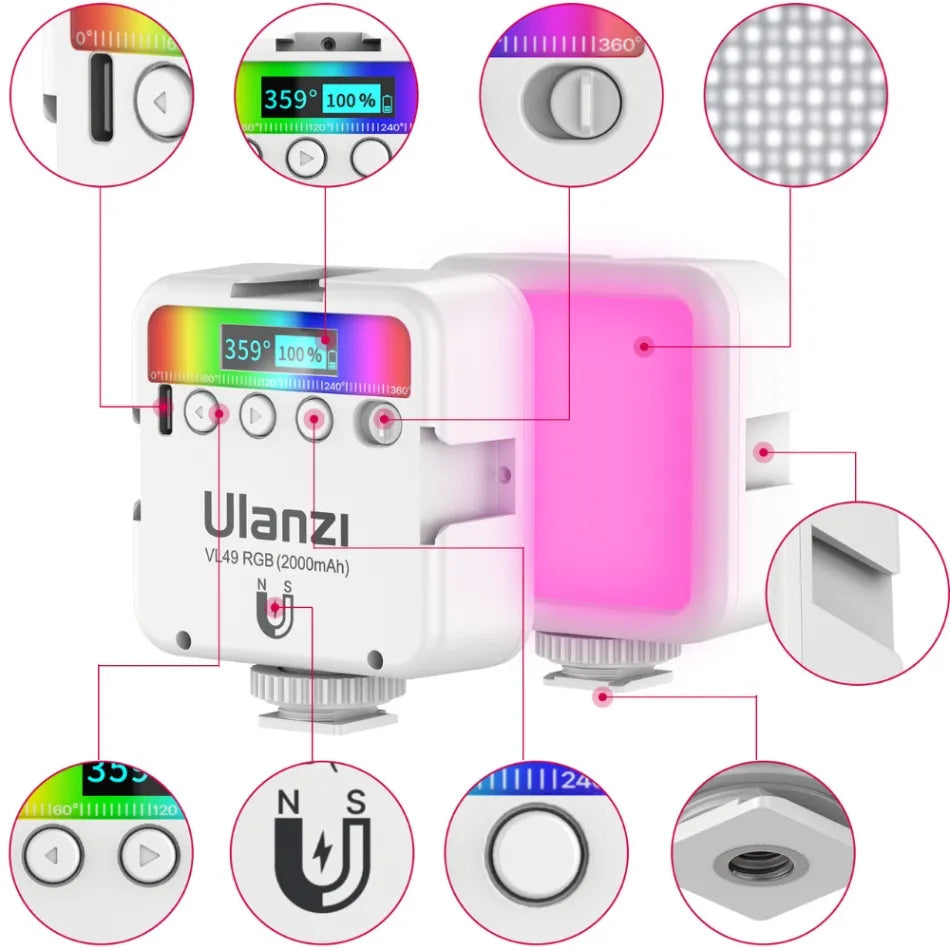 Mini Pocket 49 RGB Video LED Light White