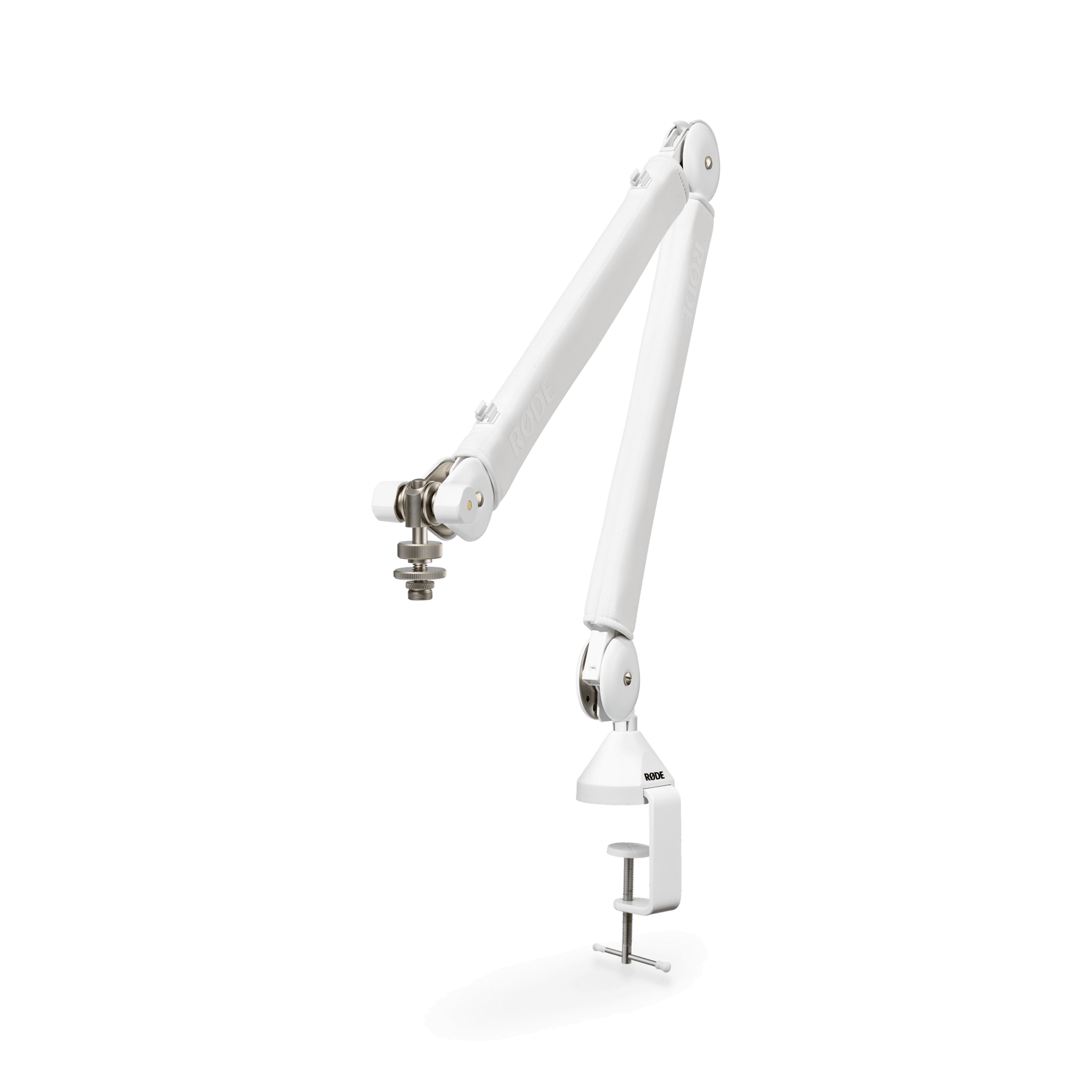 RØDE PSA1+ studio boom arm in light space gray with microphone mount