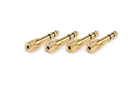 Pack of four gold 3.5mm to 1/4-inch headphone adapters, metal plug connectors