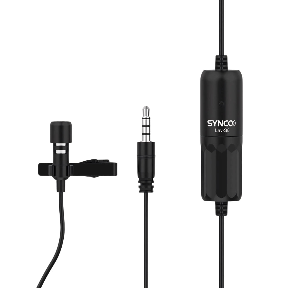 SYNCO lavalier collar microphone with clip and 3.5mm plug, black