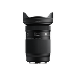 Telephoto zoom camera lens with ridged barrel and front filter rim