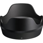 Camera lens hood and ribbed grip ring, close-up of front profile