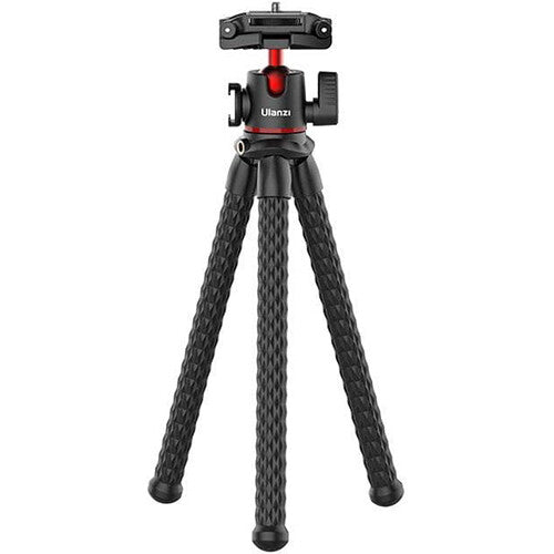 Compact octopus-style tripod with cold shoe mount and three flexible legs