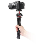 Octopus-style camera tripod with cold shoe mount and flexible wrap legs