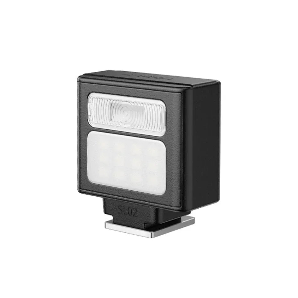 Compact camera flash light with diffuser window, black housing