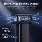 Electric air duster with visible internal fan and airflow channel