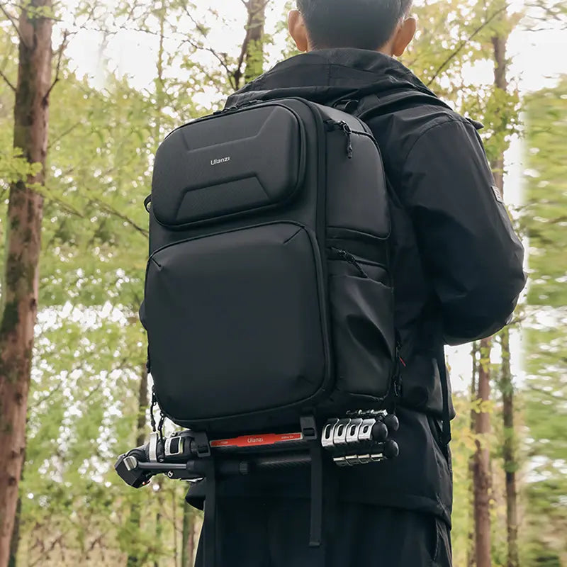 Ulanzi BP10 Hardshell Camera Backpack 35L – worn on back with rear access flap