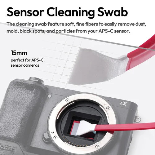 APS-C sensor cleaning swab with fine fibers and red applicator